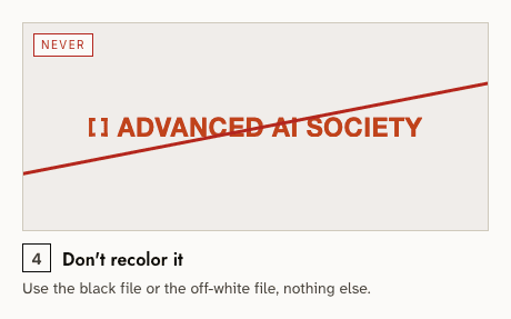 Never — 4: Don't recolor it. Use the black file or the off-white file, nothing else.